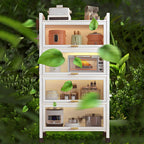 Modern White Steel Glass Door China Cabinet with Casters