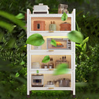 Modern White Steel Glass Door China Cabinet with Casters