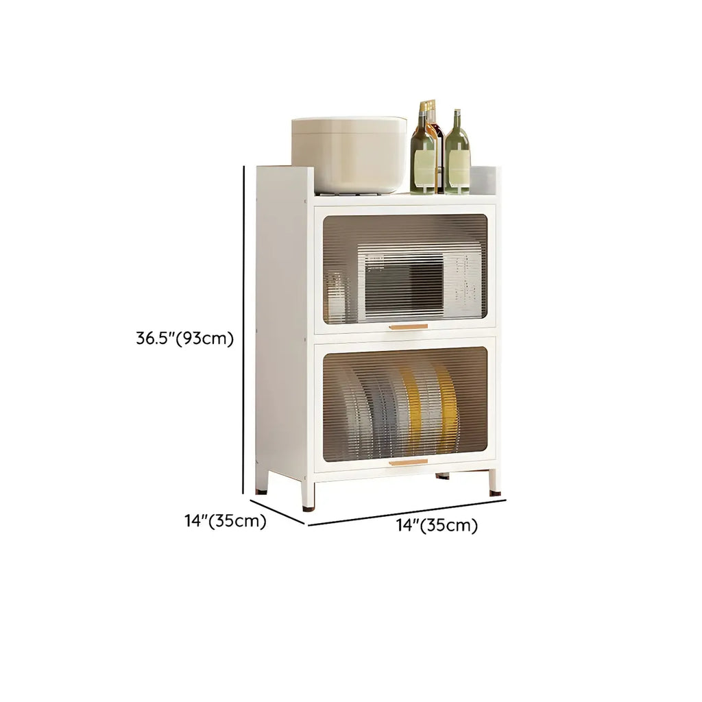 Modern White Steel Glass Door China Cabinet with Casters