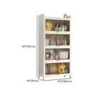 Modern White Steel Glass Door China Cabinet with Casters