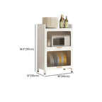 Modern White Steel Glass Door China Cabinet with Casters