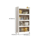 Modern White Steel Glass Door China Cabinet with Casters