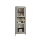 Green Wooden Adjustable Shelves Corner Display Cabinet