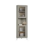 Green Wooden Adjustable Shelves Corner Display Cabinet