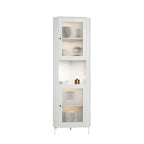 Green Wooden Adjustable Shelves Corner Display Cabinet