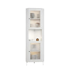 Green Wooden Adjustable Shelves Corner Display Cabinet