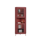 Green Wooden Adjustable Shelves Corner Display Cabinet