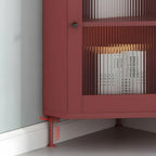 Green Wooden Adjustable Shelves Corner Display Cabinet