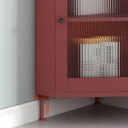 Green Wooden Adjustable Shelves Corner Display Cabinet