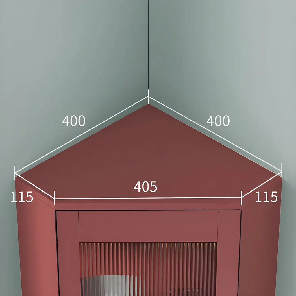 Green Wooden Adjustable Shelves Corner Display Cabinet