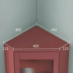 Green Wooden Adjustable Shelves Corner Display Cabinet