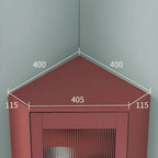 Green Wooden Adjustable Shelves Corner Display Cabinet