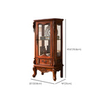 Traditional Wood Brown Glass Shelf Display Cabinet