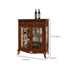 Traditional Wood Brown Glass Shelf Display Cabinet