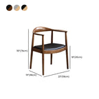 Scandinavian Curved Wood Woven Seat Armrest Dining Chair