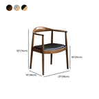 Scandinavian Curved Wood Woven Seat Armrest Dining Chair