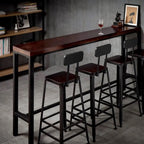 Rustic Solid Wood Rectangular Bar Table with Black Metal Legs for Dining