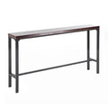 Rustic Solid Wood Rectangular Bar Table with Black Metal Legs for Dining