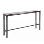 Rustic Solid Wood Rectangular Bar Table with Black Metal Legs for Dining