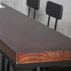 Rustic Solid Wood Rectangular Bar Table with Black Metal Legs for Dining