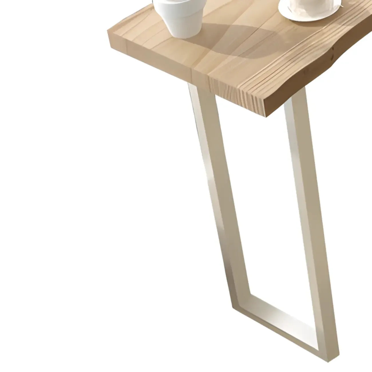 Natural Wooden Rectangular Long Bar Table with White Metal Frame for Indoor Use