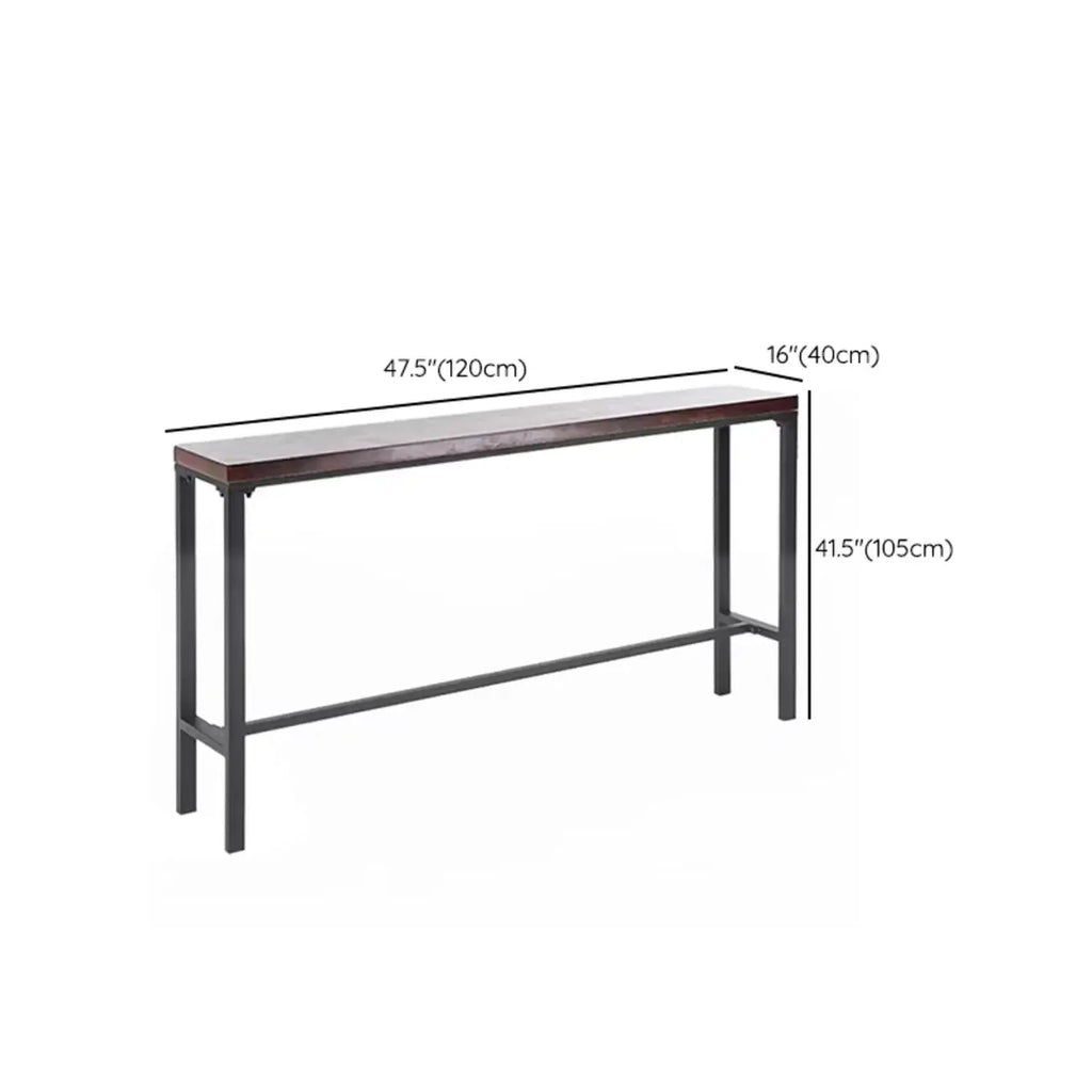 Rustic Solid Wood Rectangular Bar Table with Black Metal Legs for Dining