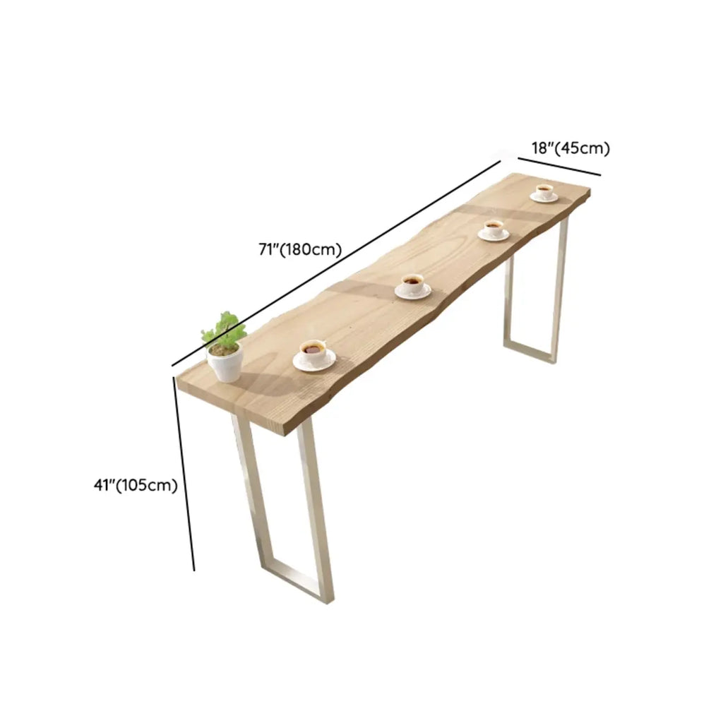 Natural Wooden Rectangular Long Bar Table with White Metal Frame for Indoor Use