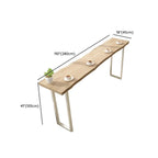 Natural Wooden Rectangular Long Bar Table with White Metal Frame for Indoor Use