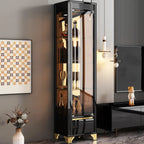 Elegant Black Gold Legs Glass Display Cabinet