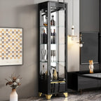 Elegant Black Gold Legs Glass Display Cabinet
