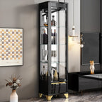 Elegant Black Gold Legs Glass Display Cabinet