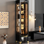 Elegant Black Gold Legs Glass Display Cabinet