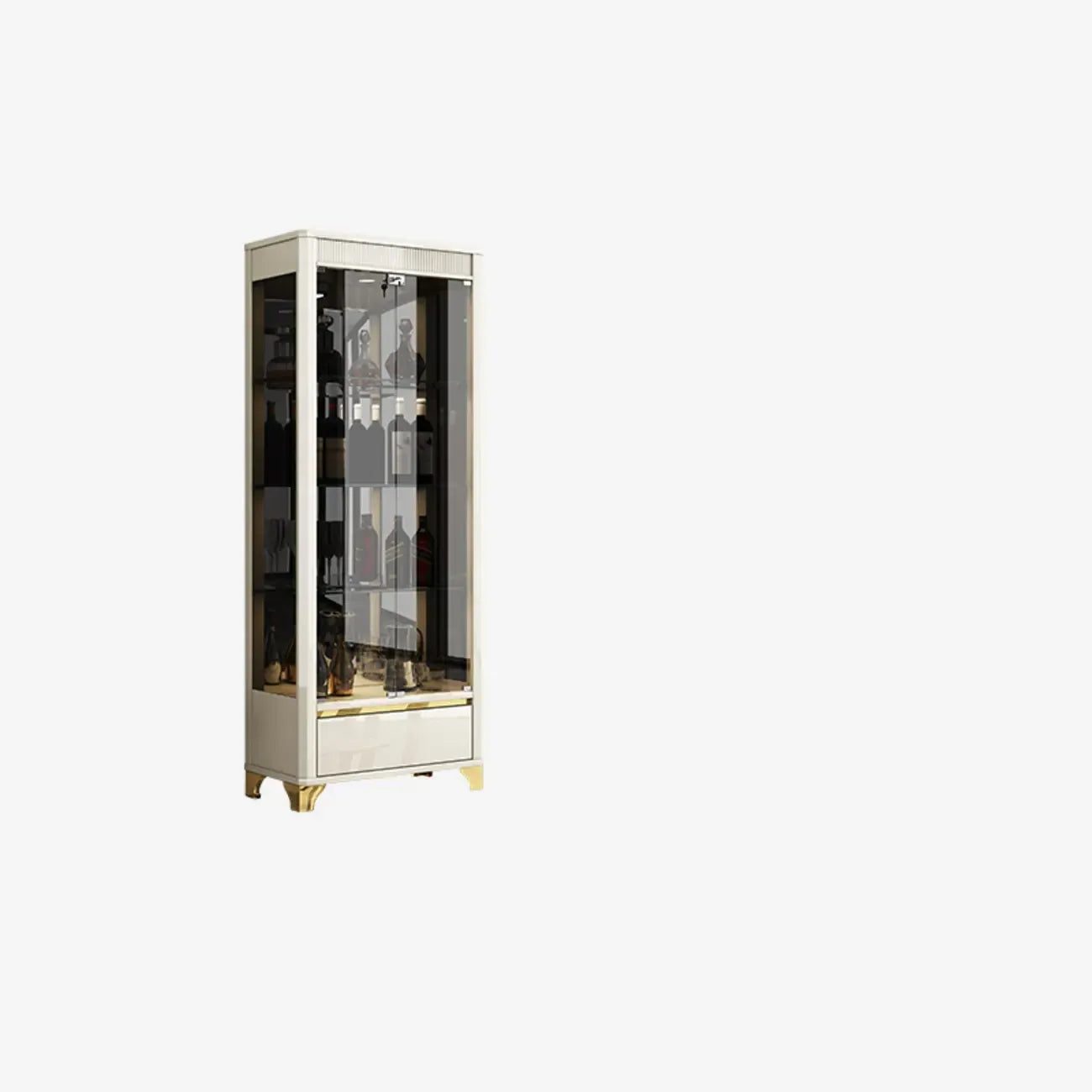 Elegant Black Gold Legs Glass Display Cabinet