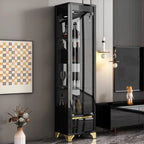 Elegant Black Gold Legs Glass Display Cabinet