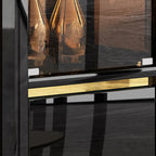 Elegant Black Gold Legs Glass Display Cabinet