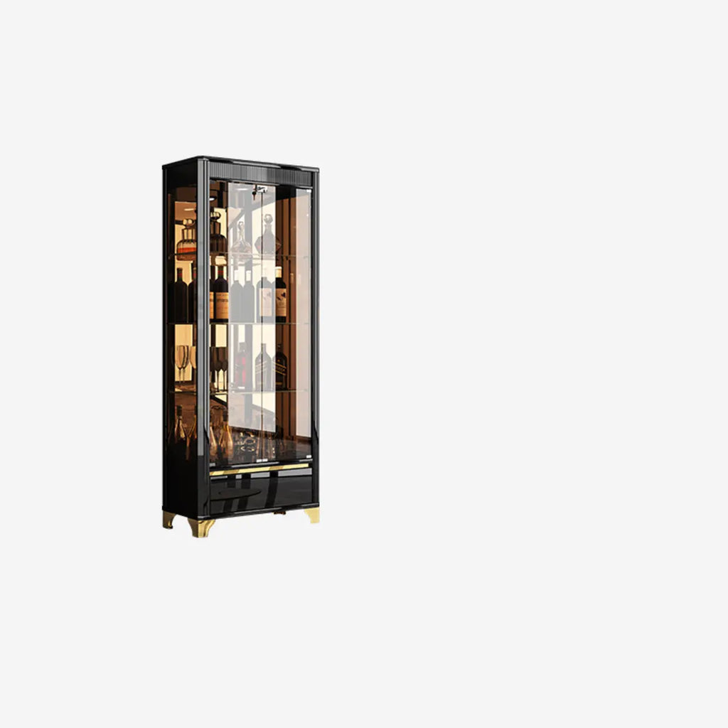 Elegant Black Gold Legs Glass Display Cabinet
