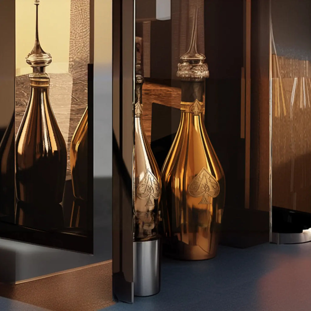 Elegant Black Gold Legs Glass Display Cabinet