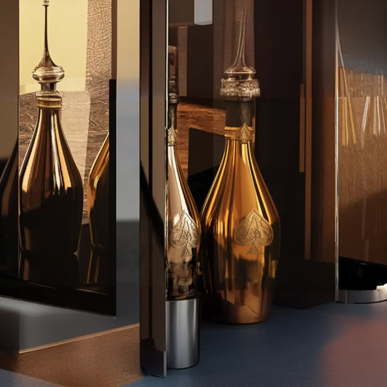 Elegant Black Gold Legs Glass Display Cabinet