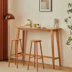 Scandinavian Cherry Wood Narrow Bar Table with Footrest for Dining