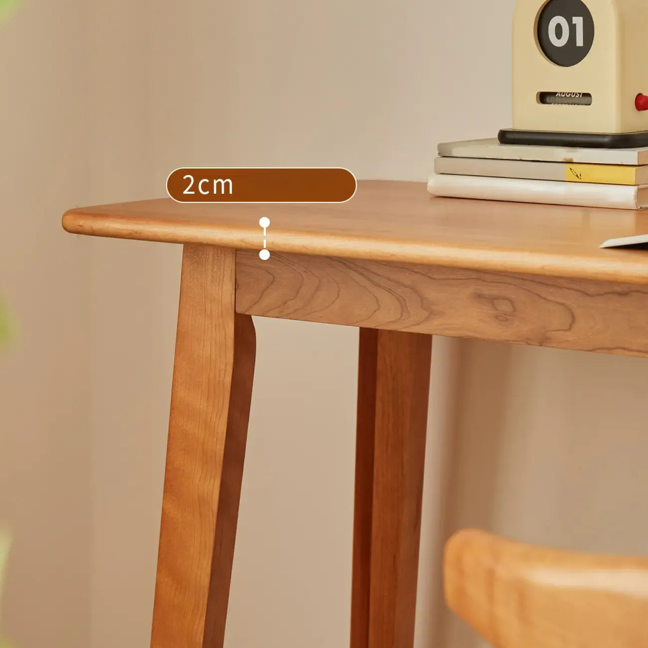 Scandinavian Cherry Wood Narrow Bar Table with Footrest for Dining