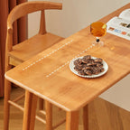 Scandinavian Cherry Wood Narrow Bar Table with Footrest for Dining