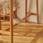 Scandinavian Cherry Wood Narrow Bar Table with Footrest for Dining