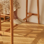Scandinavian Cherry Wood Narrow Bar Table with Footrest for Dining