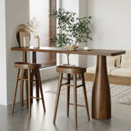Nordic Wood Brown Rectangle Bistro Tables with 3 Legs for 4 People