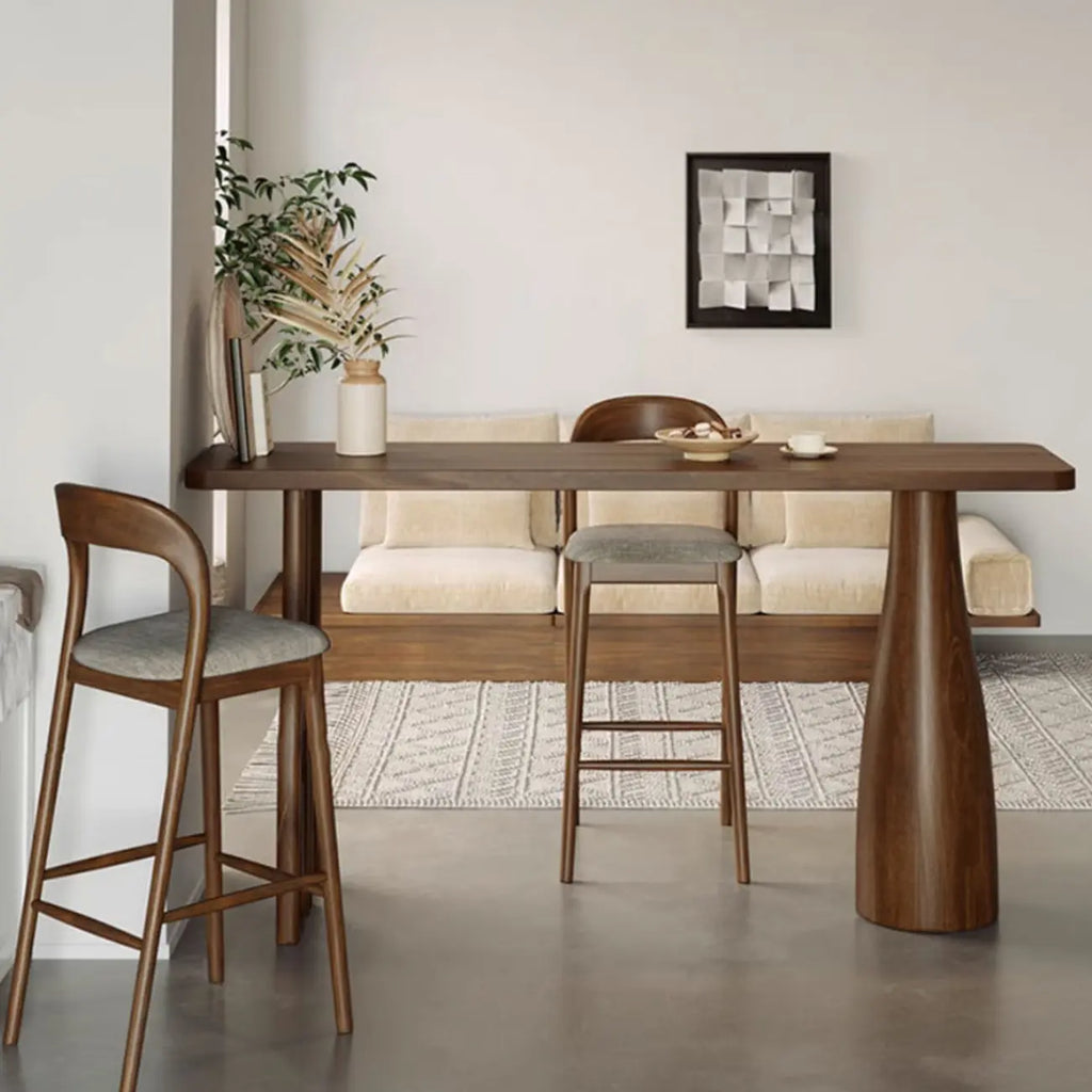 Nordic Wood Brown Rectangle Bistro Tables with 3 Legs for 4 People