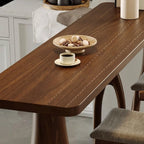 Nordic Wood Brown Rectangle Bistro Tables with 3 Legs for 4 People