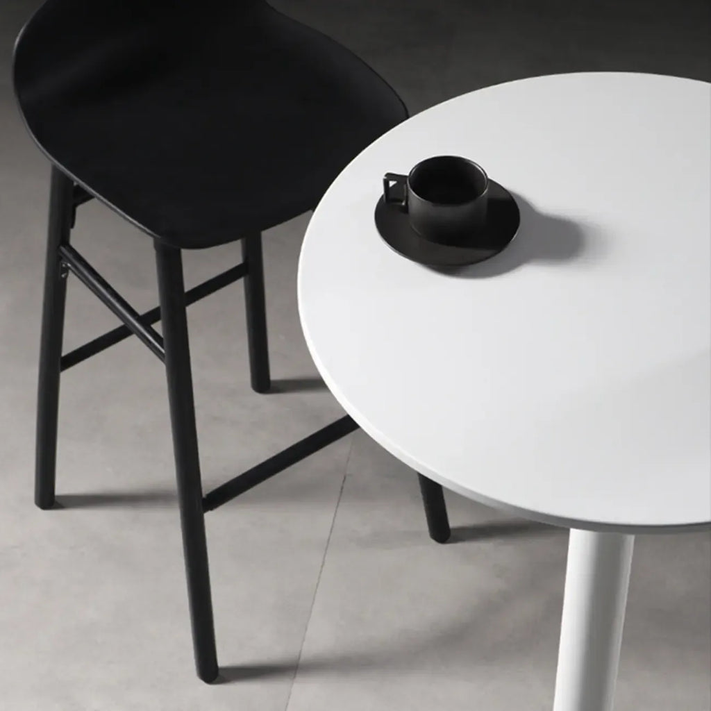 White Round Acrylic Tall Bistro Table Pedestal Base