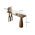 Nordic Wood Brown Rectangle Bistro Tables with 3 Legs for 4 People