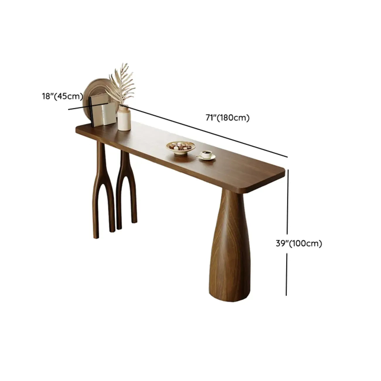 Nordic Wood Brown Rectangle Bistro Tables with 3 Legs for 4 People