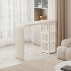 Nordic White Stone Sleek Bar Table with Glass Cabinet